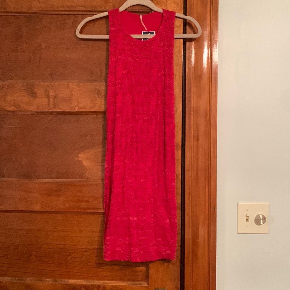 Free People Dress - Red Lace Overlay - Cut out in back - Size XS